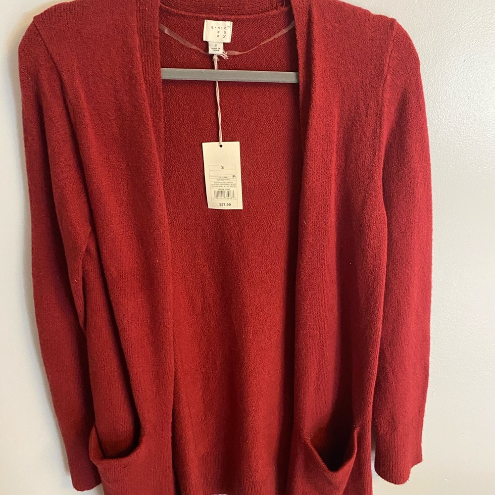 NWT. A New Day - red open front cardigan. Size S. - Picture 2 of 5